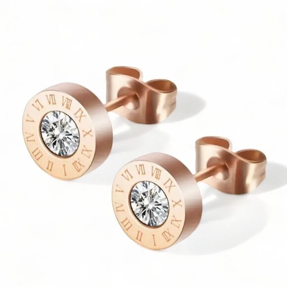 Jewelry - NEW- High-quality stainless steel hypoallergenic Golden stud earrings - ROSEGOLD